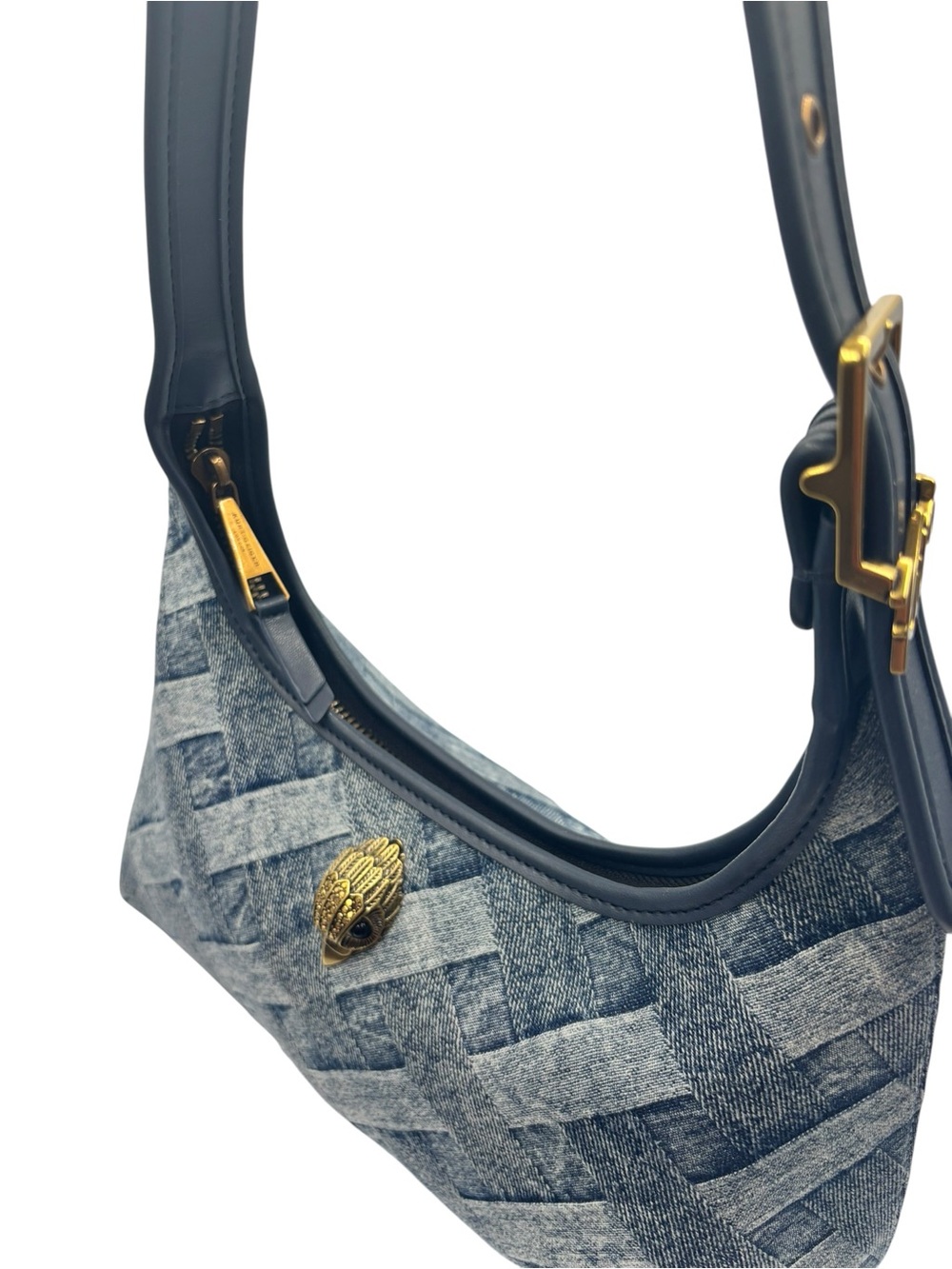KURT GEIGER London Kensington Denim Weave Print Shoulder Bag w/ Dust Bag - Picture 3 of 16